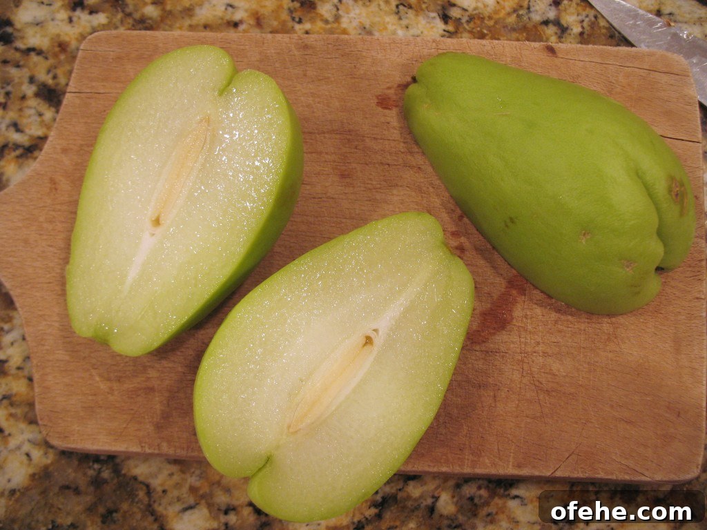 Discover Chayote Squash: Uses, Recipes, and Nutrition Guide 4 halved chayote squash