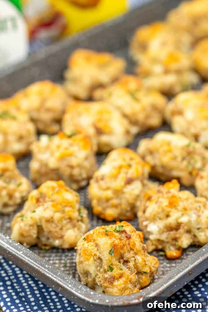 Boursin Cheese Sausage Bites: Garlic Herb Appetizer Recipe 3 baking sheet of sausage balls