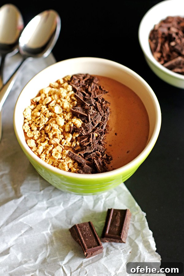 Chocolate Peanut Butter Smoothie Bowl Recipe for Breakfast Bliss 3 This Chocolate Peanut Butter Smoothie Bowl is perfect for breakfast or an afternoon snack.