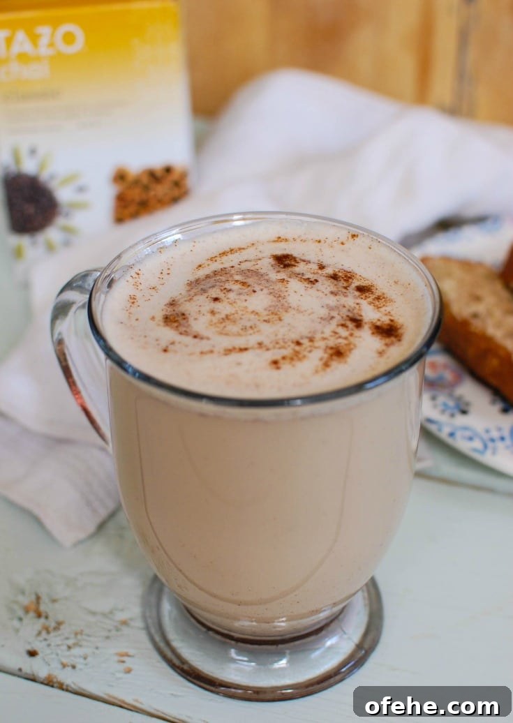How to Make a Cozy Homemade Chai Latte Recipe 2 Homemade Chai Tea Latte in a cup.
