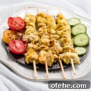 Lemon saffron grilled Persian chicken skewers.