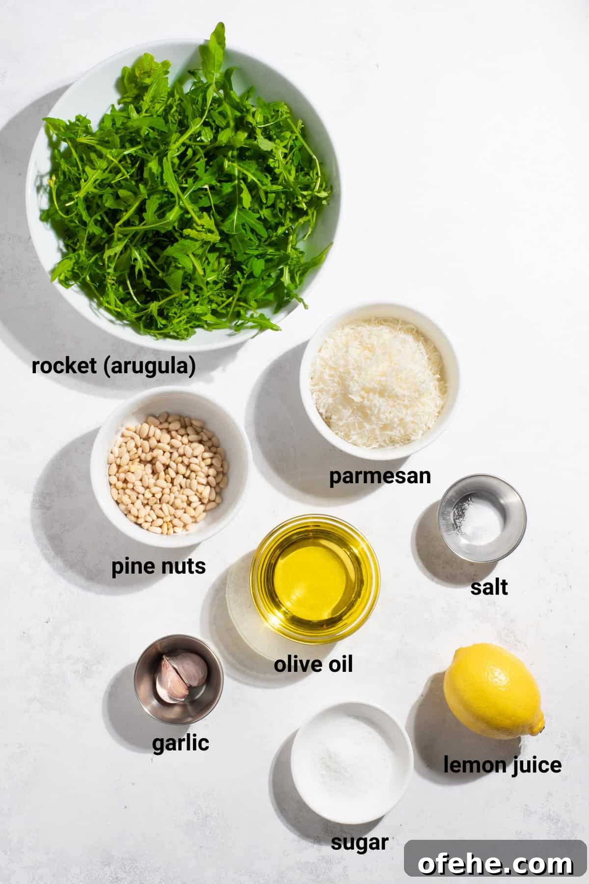 Fresh Arugula Pesto Recipe: Zesty Sauce for Pasta & Sandwiches 3 Rocket pesto ingredients.