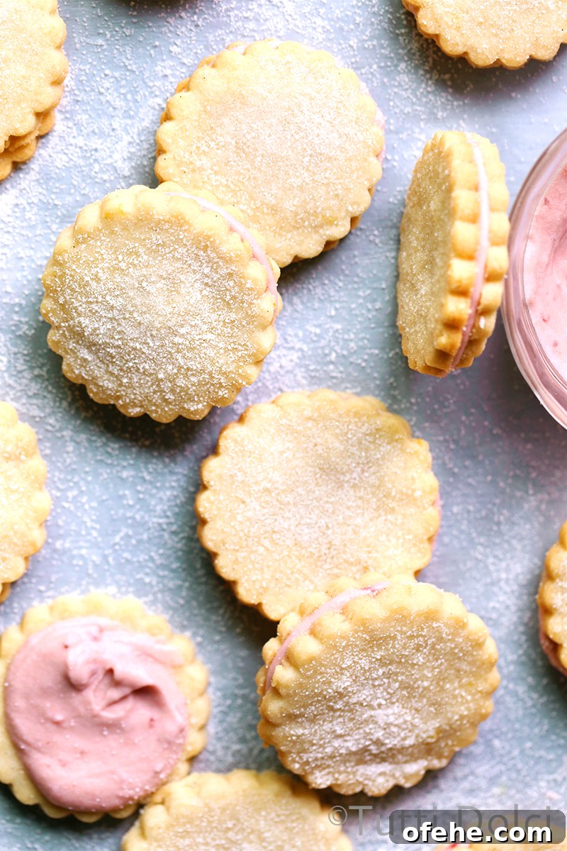 Strawberry Cream Sandwich Cookies Recipe — Soft Filled Cookies 3 Strawberry Cream Sandwich Cookies