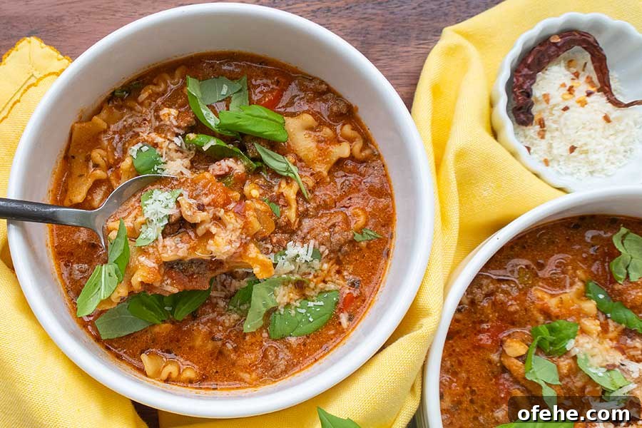 35+ Gluten-Free September Recipes for Seasonal Eating 18 best gluten free lasagna soup with herbs in a bowl