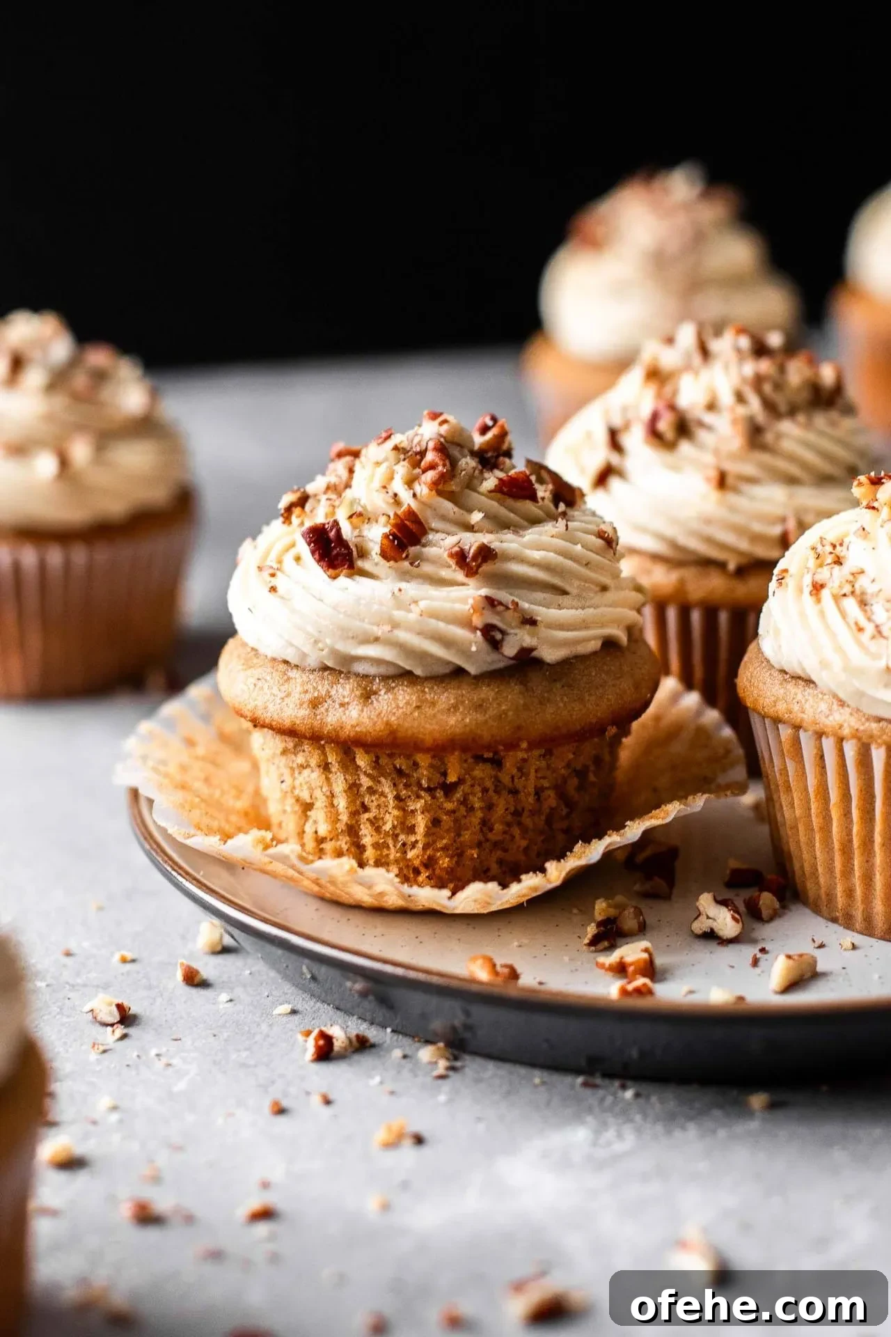 Pecan Pie Cupcakes Recipe — Classic Southern Dessert Cupcakes 14 filled and decorated pecan pie cupcakes in plate