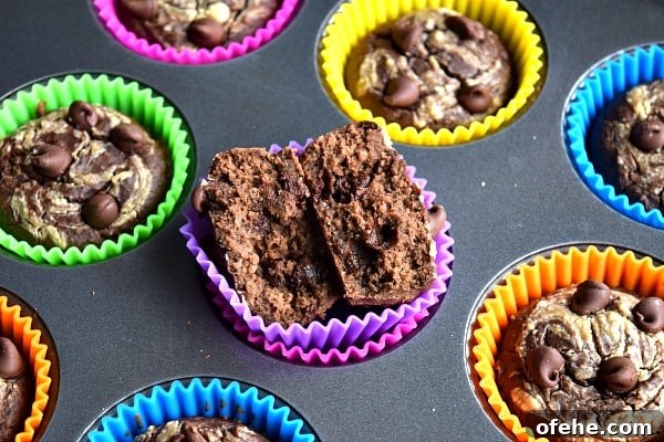 Chocolate Peanut Butter Black Bean Muffins — Protein-Rich Treats 4 black bean muffin opened up to show insides