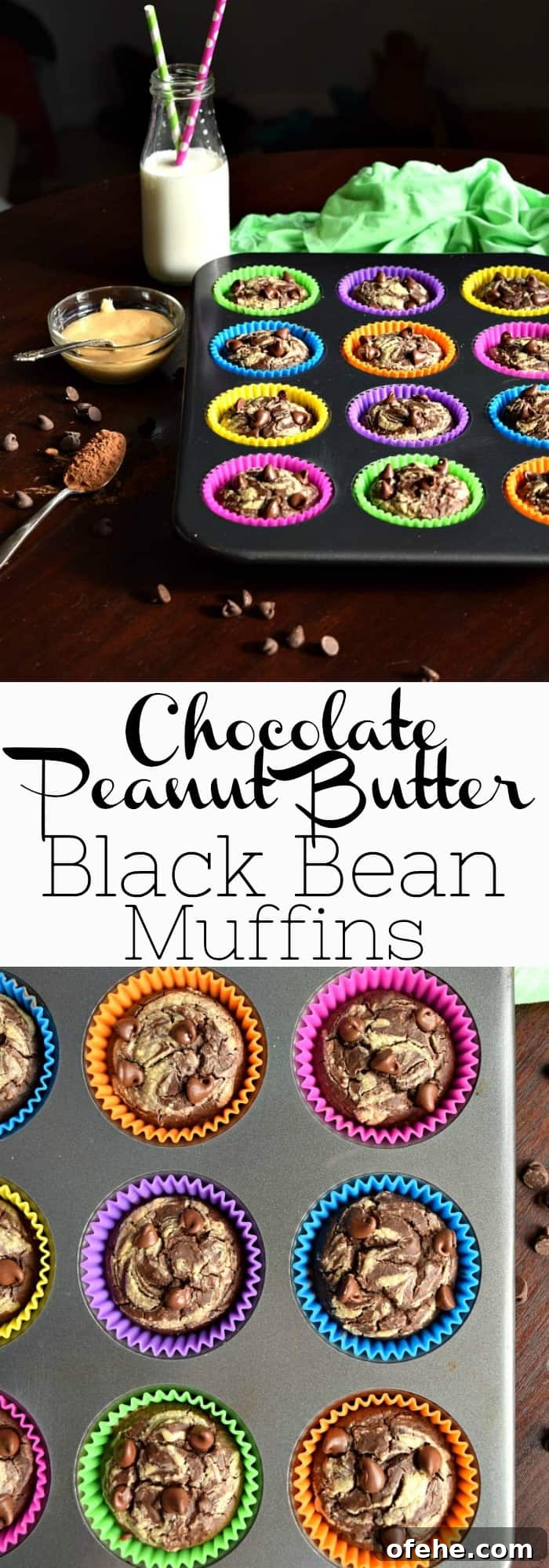 Chocolate Peanut Butter Black Bean Muffins — Protein-Rich Treats 8 Chocolate Peanut Butter Black Bean Muffins Pinterest Pin