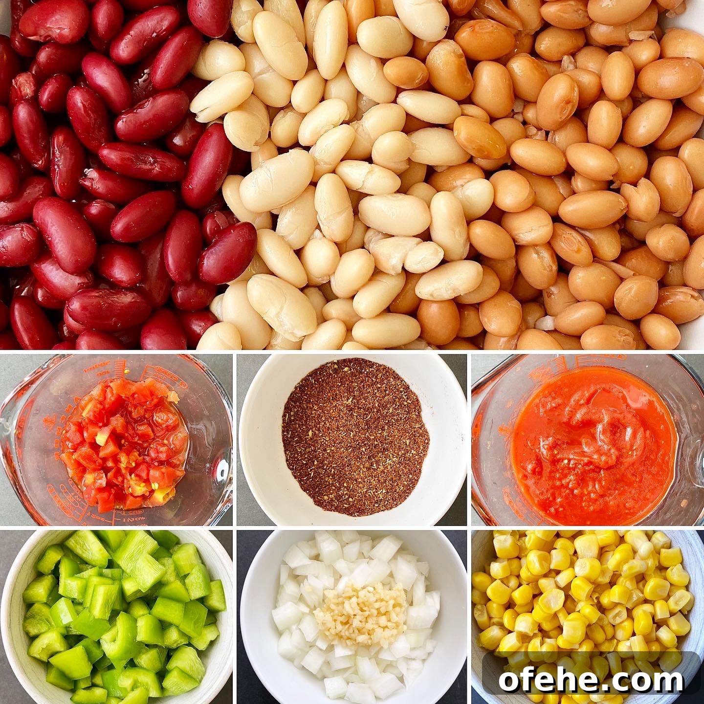 Hearty Crockpot Vegan Chili Recipe for Slow Cooker Success 3 collage of ingredients for the best crockpot vegan chili