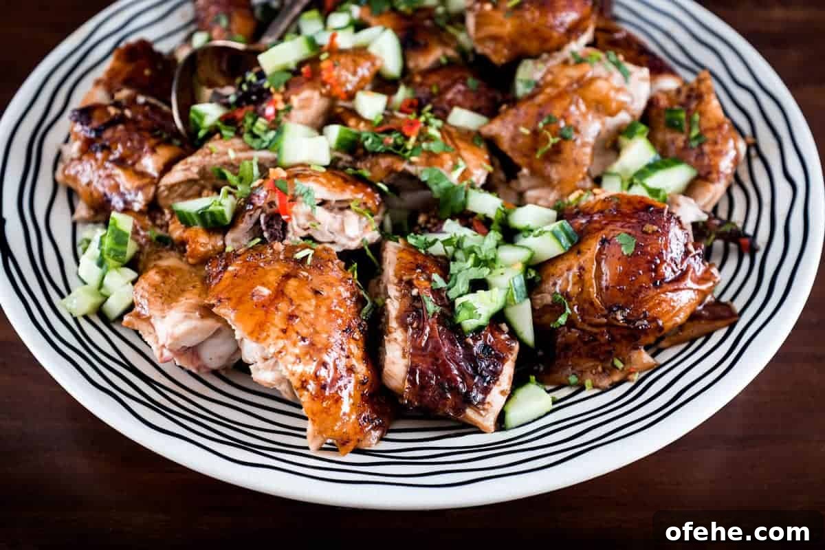 Shandong Roast Chicken | www.cookeatworld.com Shandong Roast Chicken with cucumber, chilli and cilantro