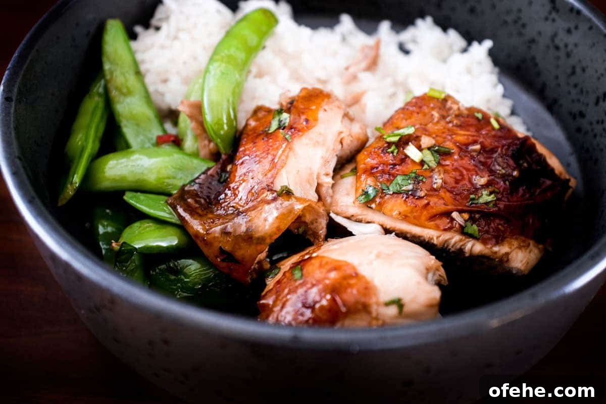 Shandong-Style Roast Chicken Recipe: Crispy Skin, Juicy Meat 2 Shandong Roast Chicken with rice, sugar snap peas, cucumber, chilli and cilantro