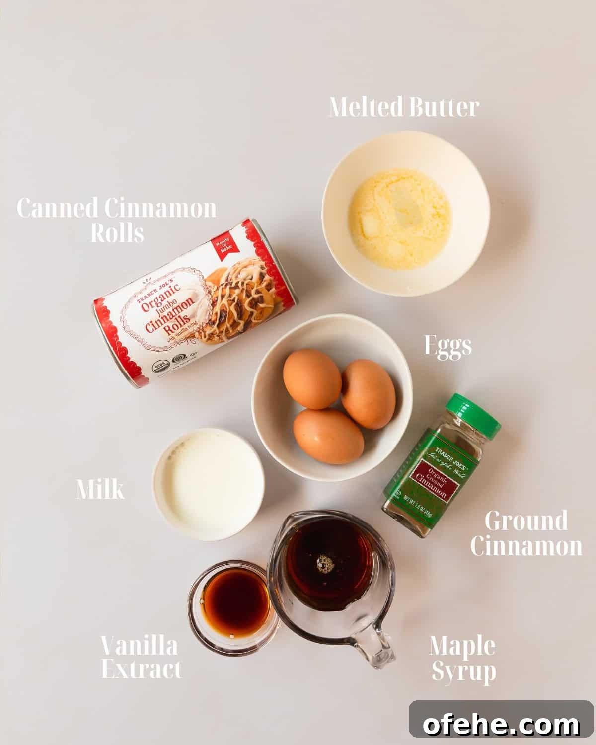 Cinnamon Roll French Toast Recipe: Sweet Breakfast Brunch Idea 3 Gather store bought croissants, eggs, milk, vanilla extract, ground cinnamon, butter and maple syrup.