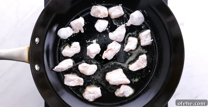 Homestyle Sweet and Sour Chicken with Tangy Pineapple Sauce 4 sautéing floured chicken in large skillet
