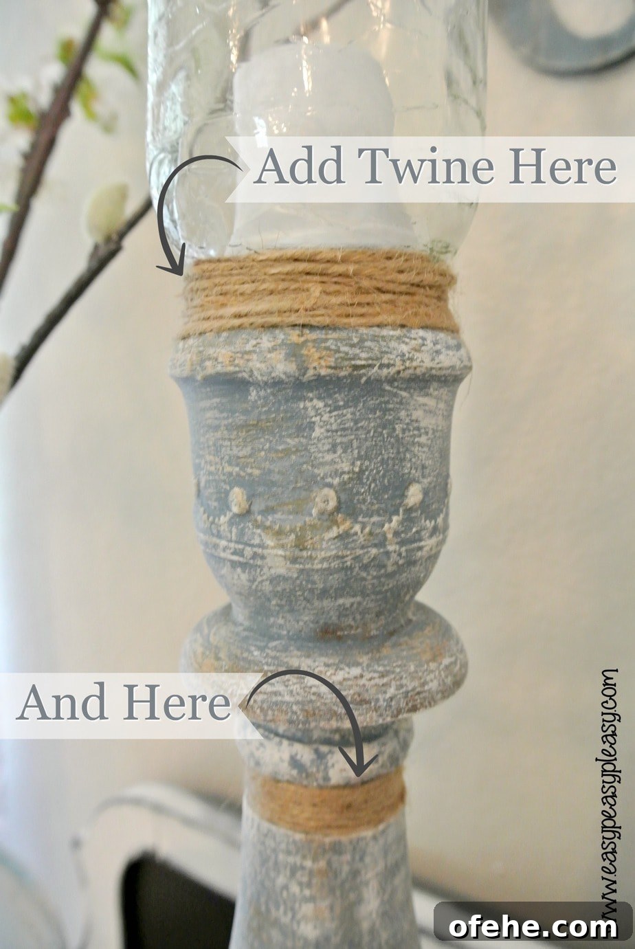 Restore Wax-Covered Candle Holders: Simple Steps to Shine Like New 9 Transforming wax covered yard sale candle holders using twine.