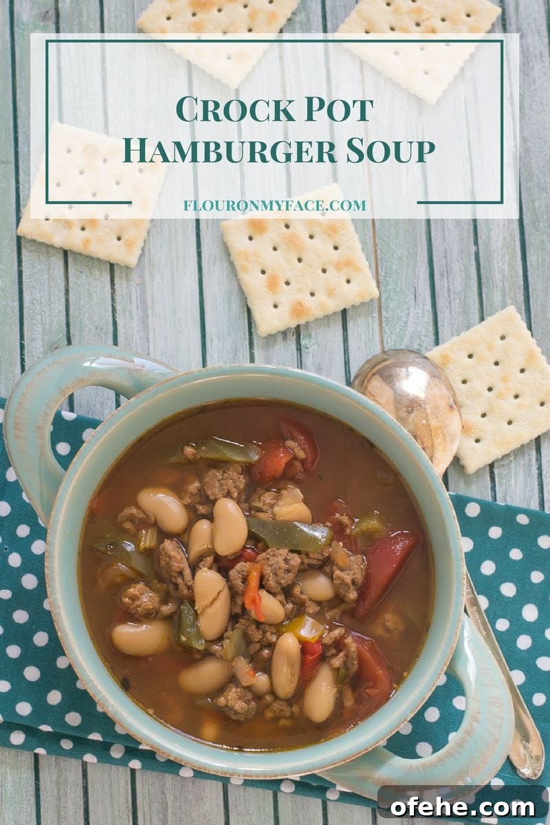 Slow Cooker Beef and Bean Soup Recipe for Comforting Meals 3 Crock Pot Hamburger Bean Soup is a delicious and satisfying dinner on a cold winter day via flouronmyface.com