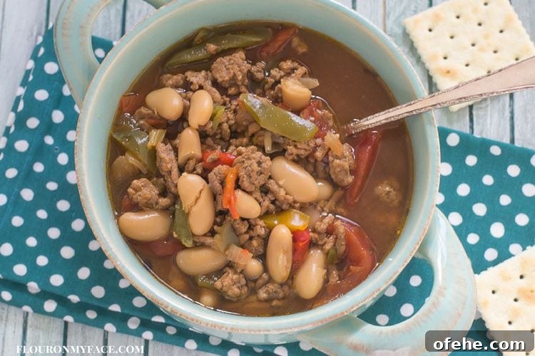 Slow Cooker Beef and Bean Soup Recipe for Comforting Meals 4 Crock Pot Slow Cooker Hamburger Bean Soup recipe via flouronmyface.com