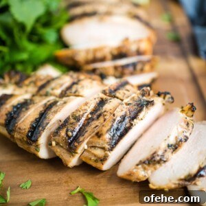 Honey Cilantro Lime Chicken Marinade Recipe for Grilled Chicken 13 sliced chicken on cutting board