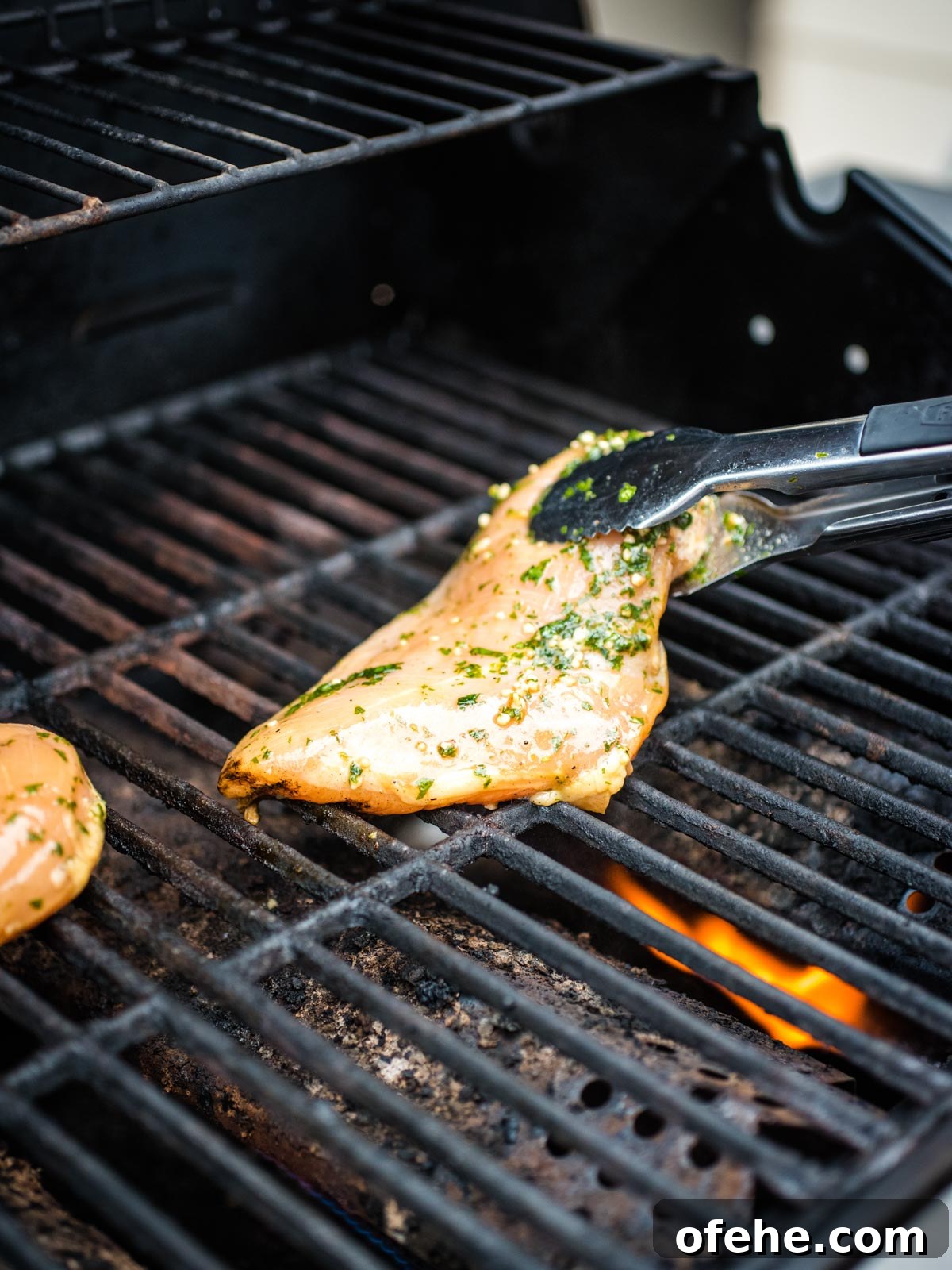 Honey Cilantro Lime Chicken Marinade Recipe for Grilled Chicken 8 raw chicken being placed on grill