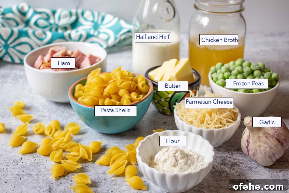 Creamy Ham and Pea Pasta Recipe for Quick Weeknight Dinners 3 Ingredients for making ham and pea pasta