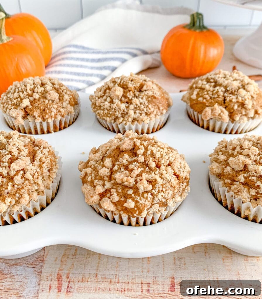 Pumpkin Streusel Muffins with Cinnamon Crunch Topping 3 Moist pumpkin spice muffins topped with a sweet crumb streusel