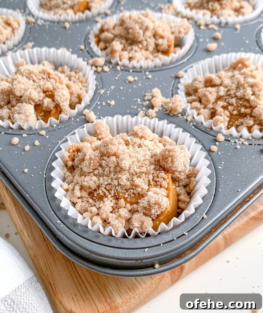 Pumpkin Streusel Muffins with Cinnamon Crunch Topping 4 Moist pumpkin muffins topped with a crunchy streusel crumb