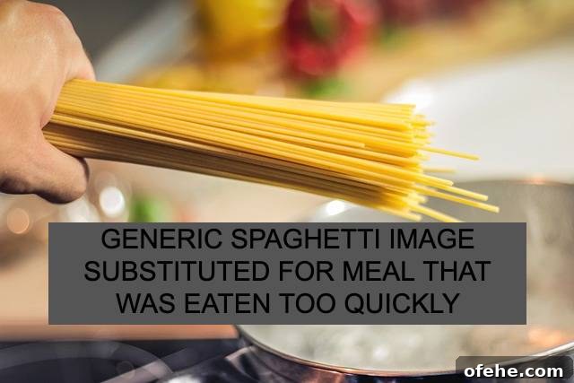 Garlic Lemon Spaghetti Made in the Instant Pot: Quick One-Pot Recipe 4 A stock image of spaghetti with the text "Generic spaghetti image substituted for meal that was eaten too quickly"