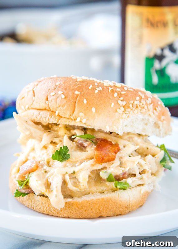 Irresistible Instant Pot Crack Chicken Recipe for Weeknights 4 Creamy crack chicken on a bun made in the Instant Pot