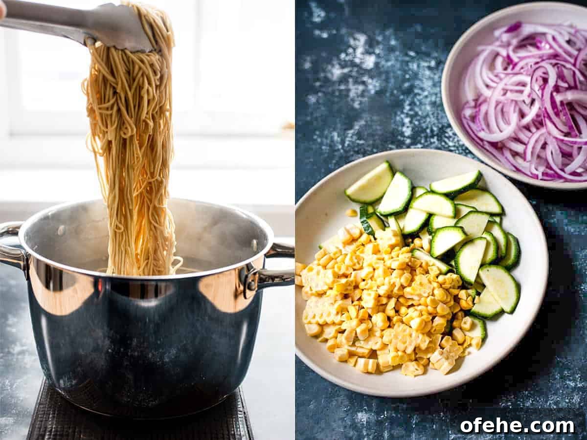 30-Minute Red Thai Prawn Curry Recipe for Busy Weeknights 4 Noodles and vegetables being cooked.