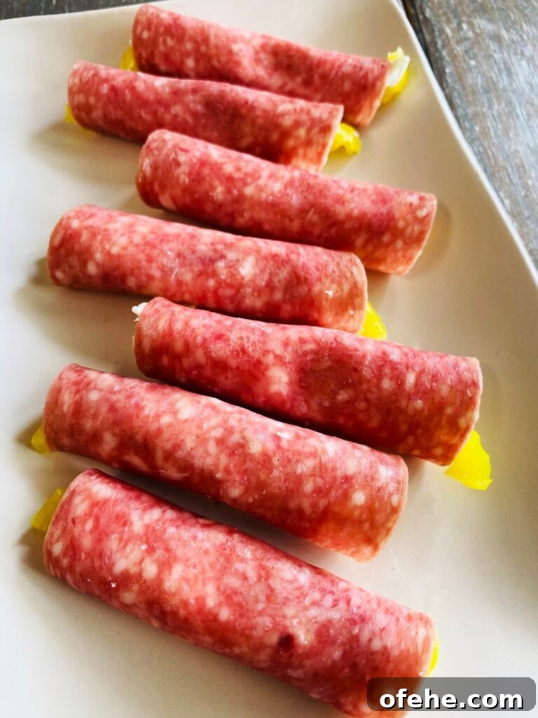 Smoked Salami and Roasted Pepper Pinwheels 7 Smoked Salami Pepper Rolls