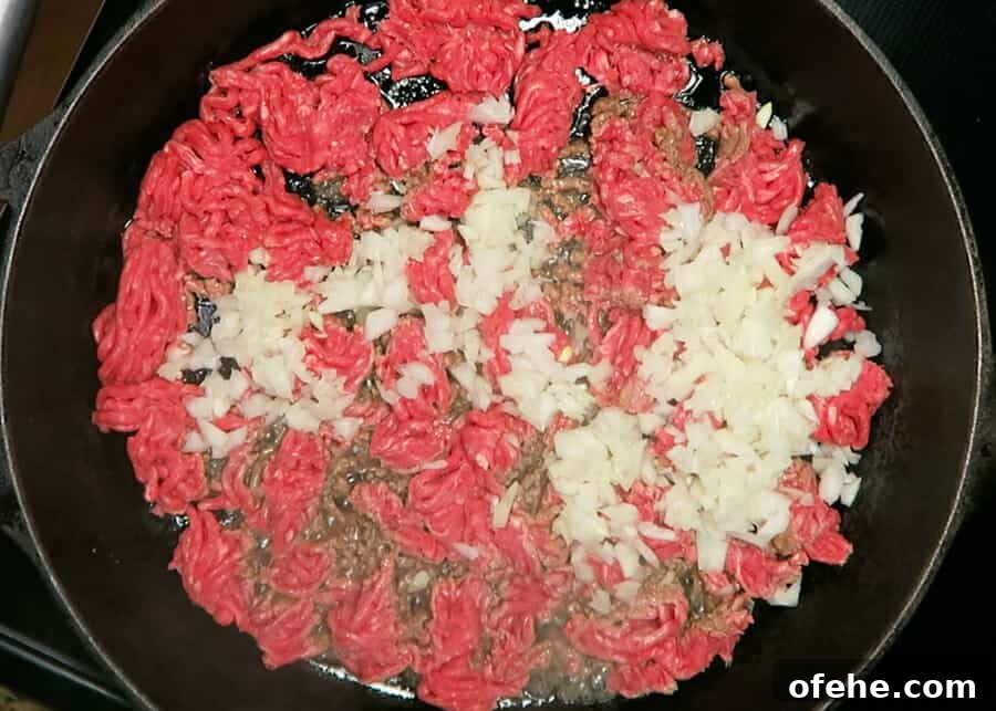 30-Minute Korean Ground Beef Stir-Fry Recipe (One-Pot) 5 korean ground beef with onions in a large skillet