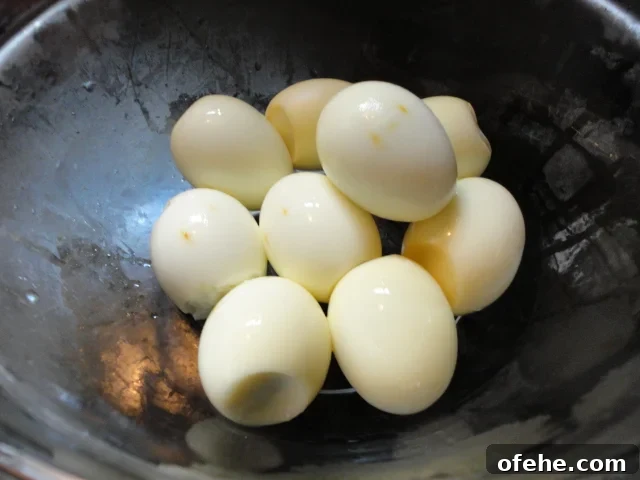Hard Cooked Eggs Peeled in a Bowl