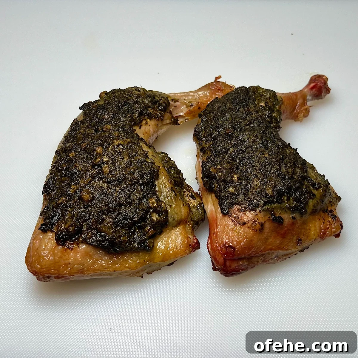 Grilled Chicken Leg Quarters with Basil Pesto Sauce 3 two finished pesto chicken leg quarters