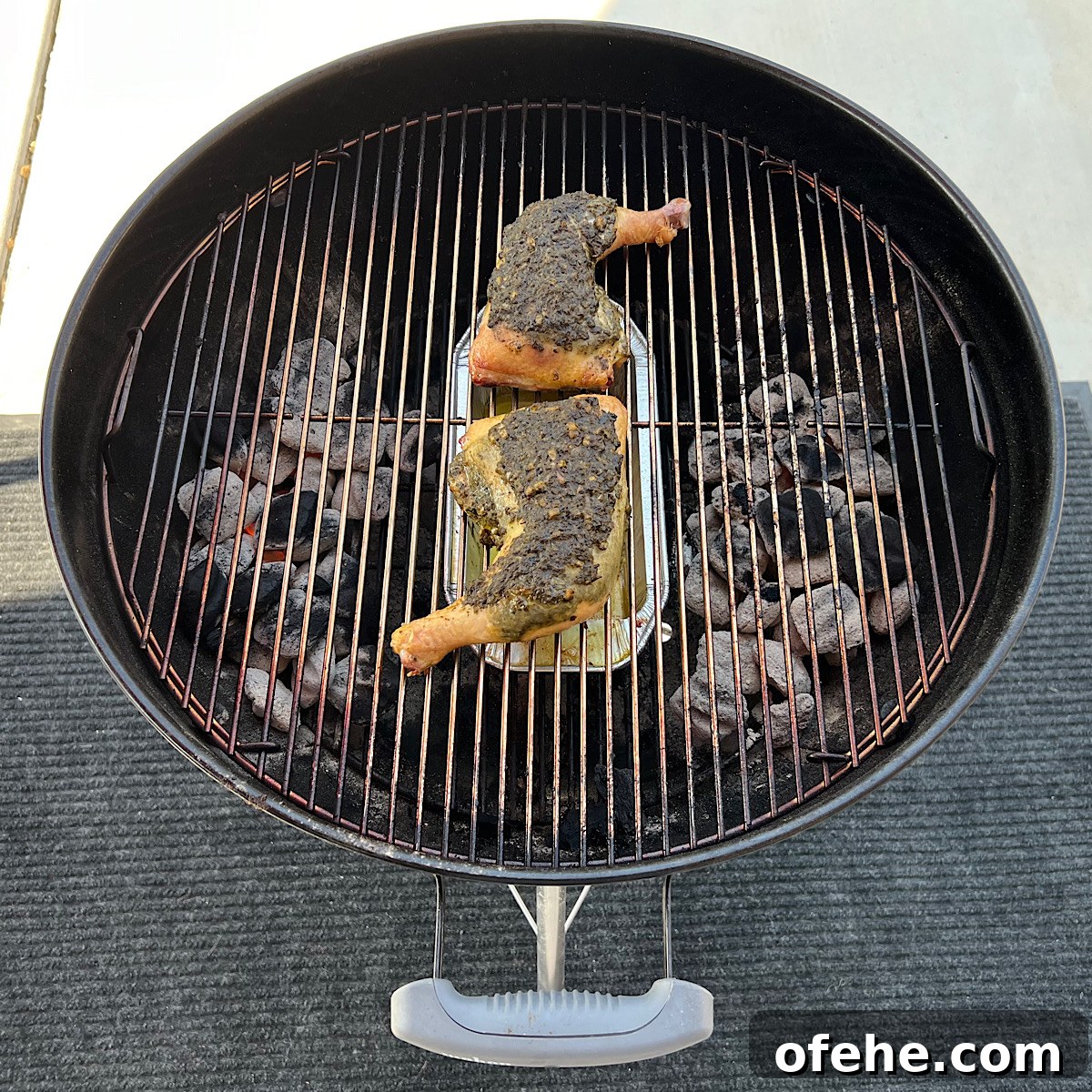 Grilled Chicken Leg Quarters with Basil Pesto Sauce 9 grilling pesto chicken on grill grate