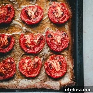 Fire Roasted Tomatoes on a baking sheet.