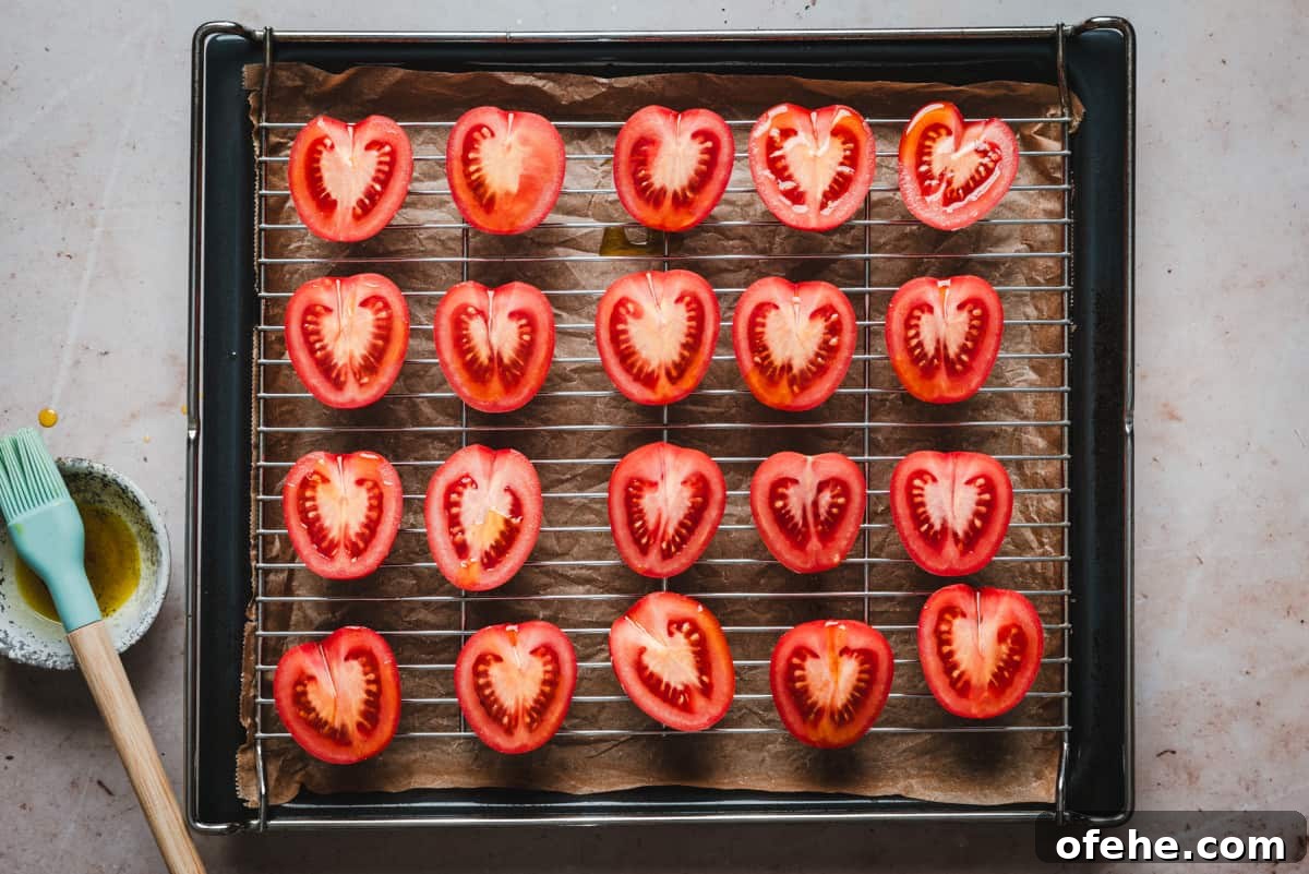 Raw tomatoes on wire rack