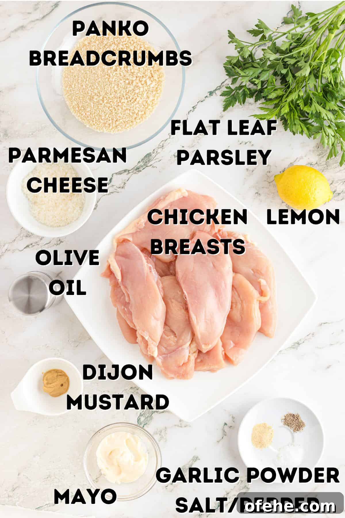 Crispy Oven-Baked Panko Chicken Recipe for Dinner 3 Some chicken breasts and other ingredients for making panko chicken.