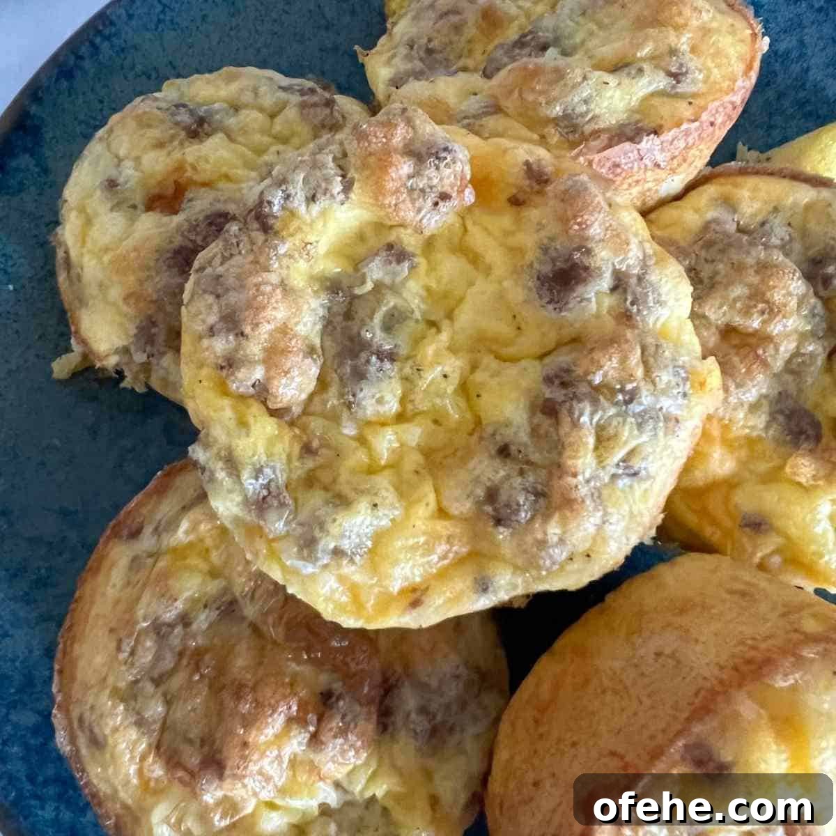 Carnivore Egg Bites Recipe with Bacon and Cheese 2 Finished Carnivore egg bites on a plate.