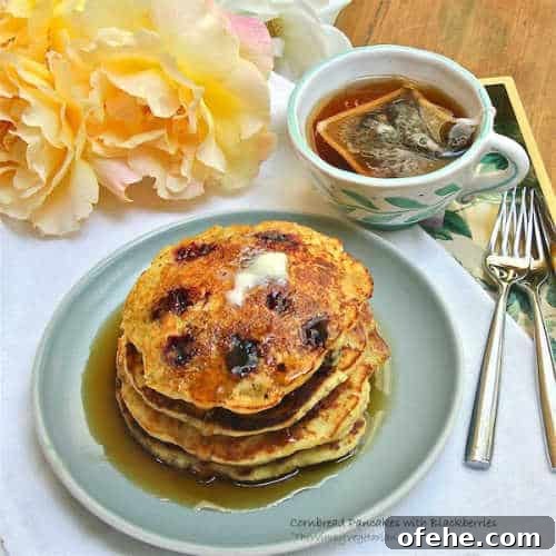 Blackberry cornmeal pancakes.