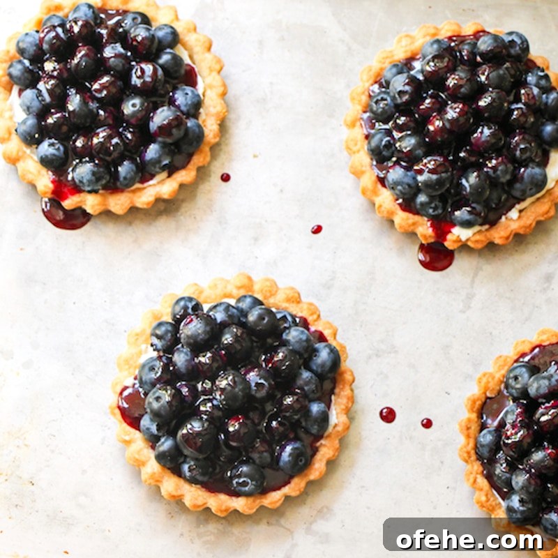 Glazed blueberry tartlets.