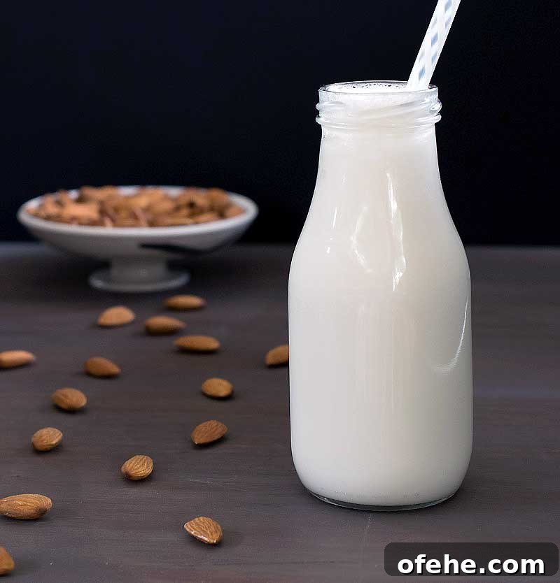 Gluten-Free Vegan White Gravy Mix Recipe (Oil-Free) 4 homemade almond milk in a milk bottle