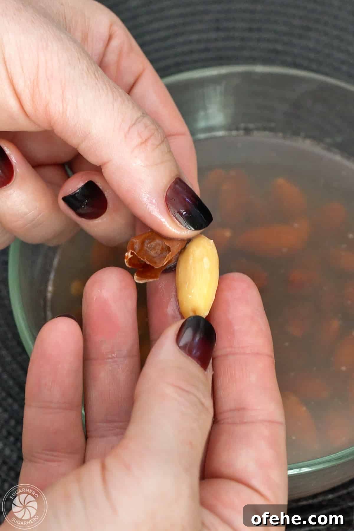 Spooky Witch Finger Cookie Recipe for Halloween Treats 13 Peeling the almond skin off a blanched almond.