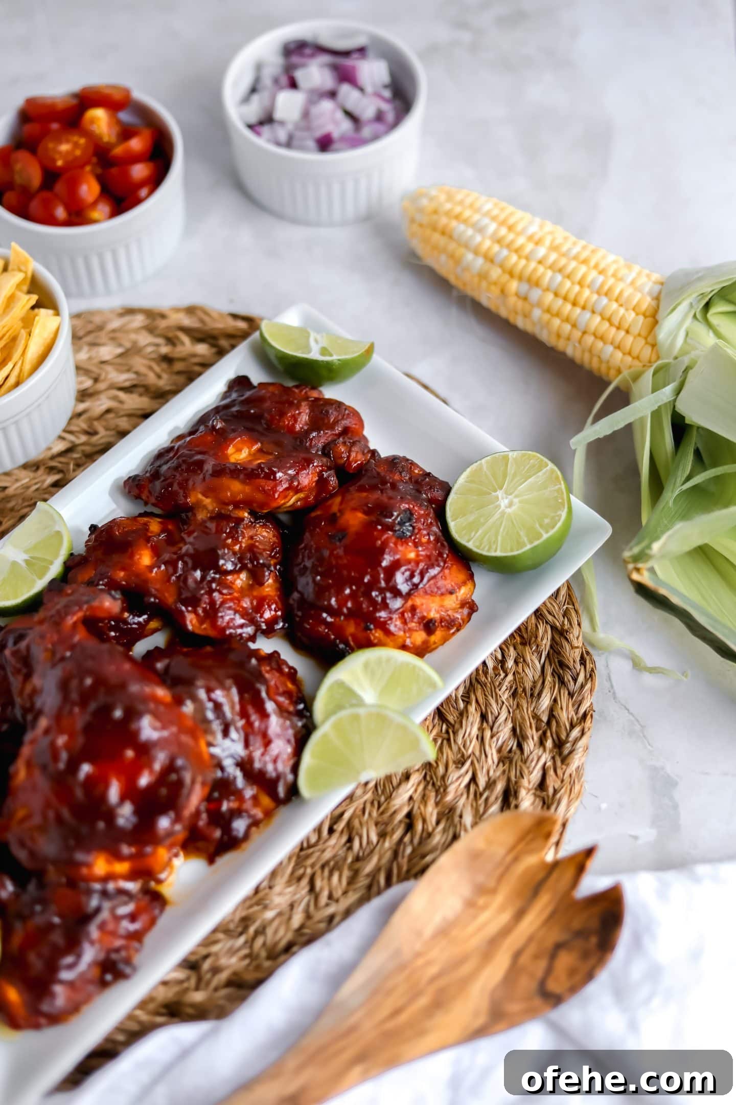 20 Delicious Dishes to Pair with Asparagus 3 BBQ Chicken on white plate