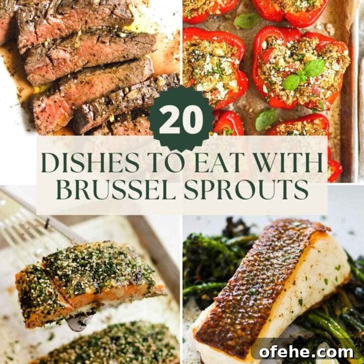 20 dishes to eat with Brussel sprouts, including flank steak with garlic, quinoa turkey stuffed bell peppers, furikake salmon, and Chilean sea bass with crispy skin.