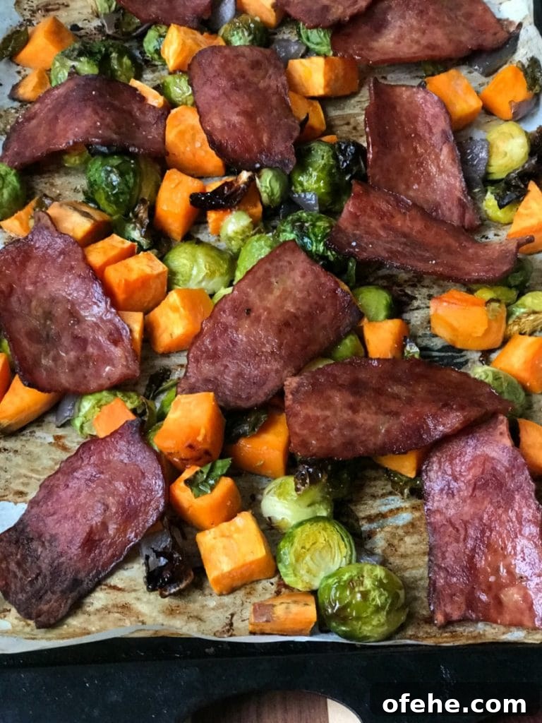 Sheet Pan Breakfast with Sweet Potato, Brussels Sprouts & Bacon 4 80 Day Obsession Sweet Potato Sheet Pan Breakfast | Confessions of a Fit Foodie