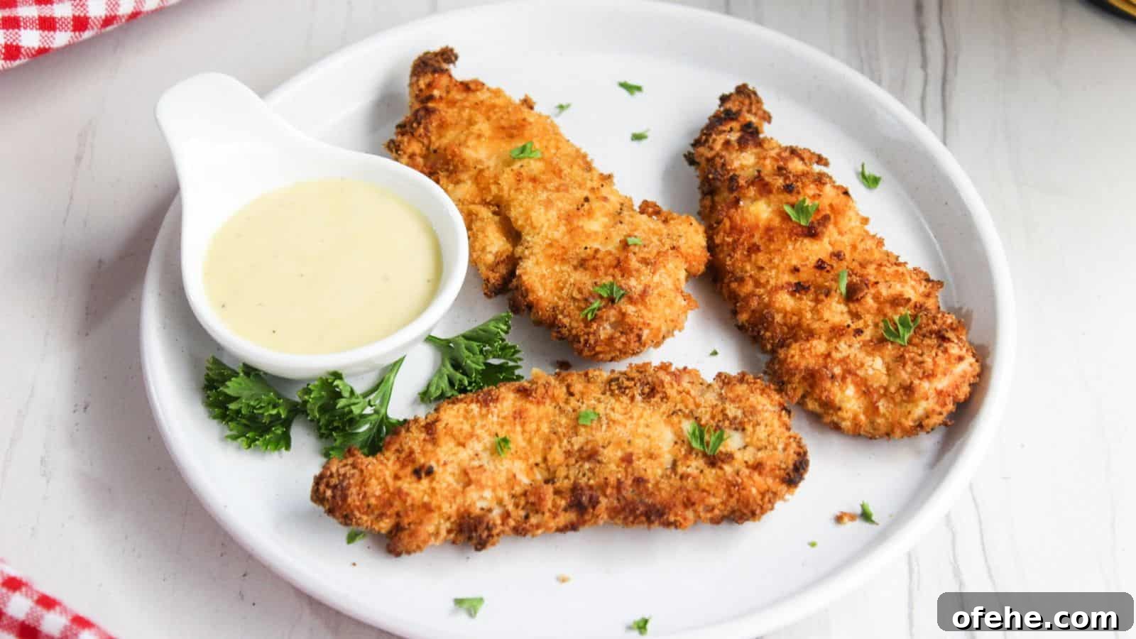 30 Quick Appetizers to Impress Guests Without Fuss 15 Fried chicken tenders on a plate with dipping sauce.