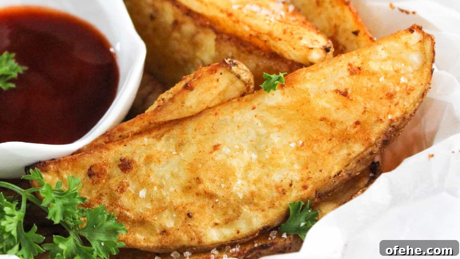 30 Quick Appetizers to Impress Guests Without Fuss 20 Fried potato wedges with ketchup and parsley.