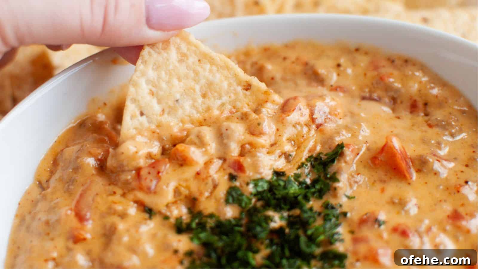 30 Quick Appetizers to Impress Guests Without Fuss 24 A bowl of beef queso dip with a spider web on top served with celery sticks.