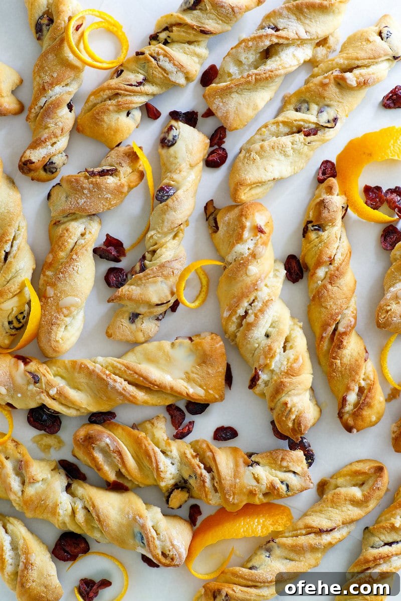 Orange Cranberry Twists : a delicious sweet pastry that is perfect for fall breakfast or brunch. Orange Cranberry Twists