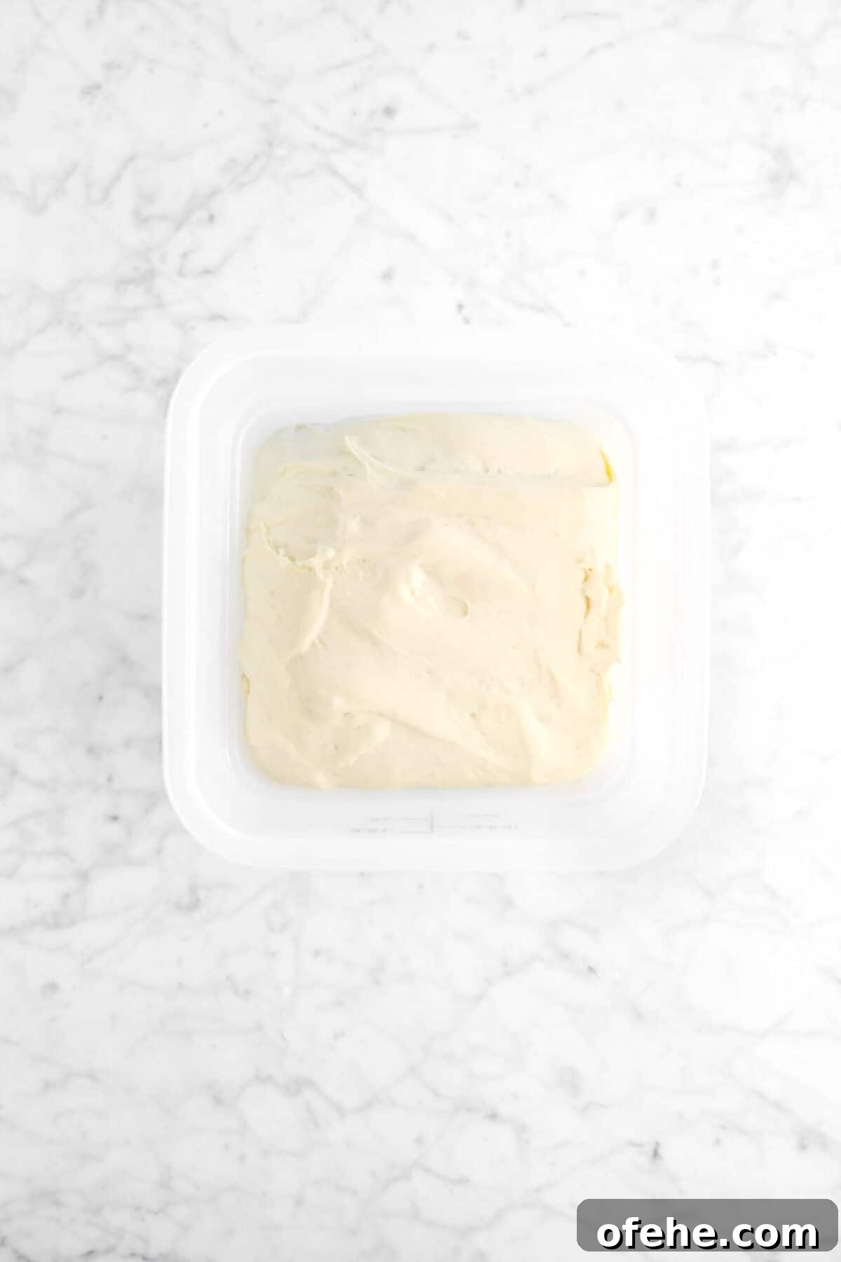 dough doubled in bulk in plastic container