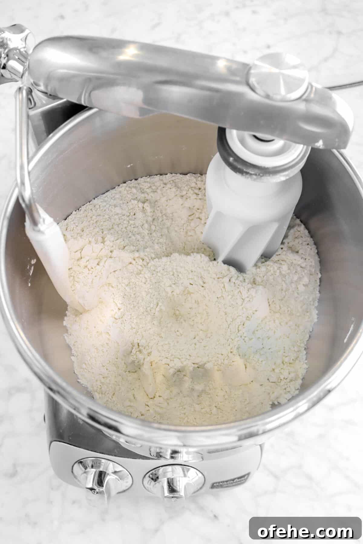 dry ingredients mixed in mixer