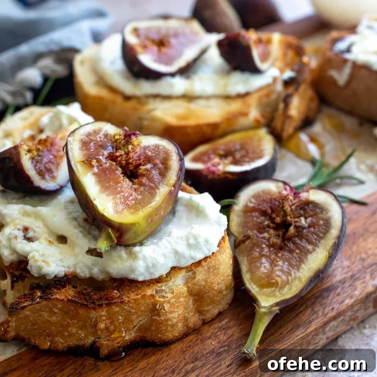 Creamy Baked Goat Cheese Dip with Honey and Herbs 2 Baked Goat Cheese on toasted bread with fig.